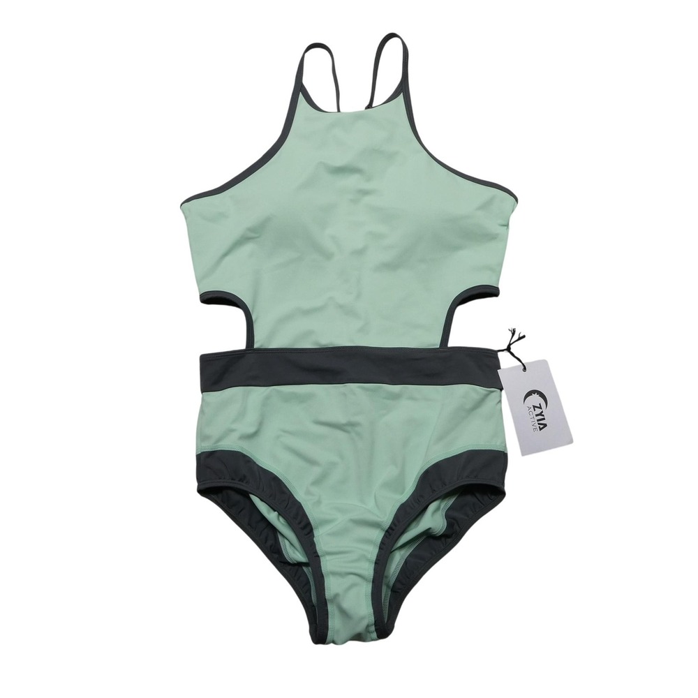 Zyia Active Swimsuit Womens Large‎ Mint Surfside One Piece Cutout New Tags